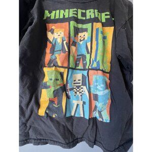 Minecraft Creeper & Steve Boys T-Shirt Mojang Official Size S 6-7 Black